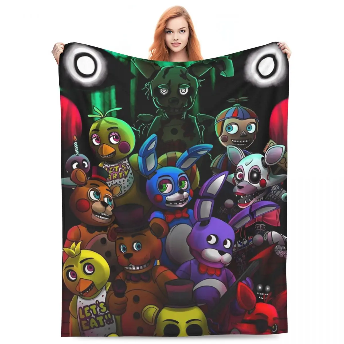 

Five Nights Horror Game Blanket Velvet Textile Decor Cartoon Freddys Portable Lightweight Thin Throw Blankets for Couch Quilt