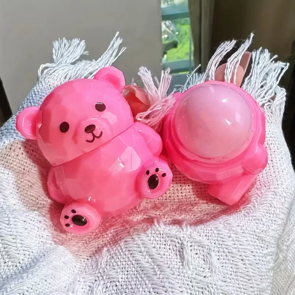 1 stuks schattige beer lippenbalsemset met fruitsmaak - hydraterend en voedend, perfect voor alle huidtypes, ideale vakantiegeschenkdoos