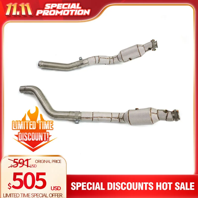 Limited Time Offer downpipe  With heat shield without catalysis for Mercedes benz GLE63 w166 5.5T HMD exhaust system