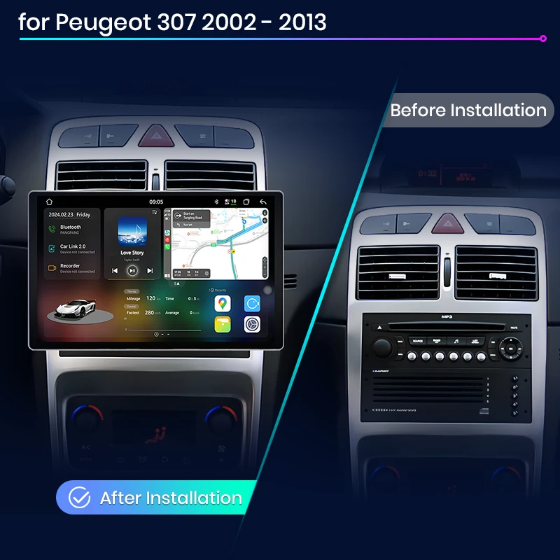 Junsun V3 Plus 2K Car Radio For Peugeot 307 307CC 307SW 2002 - 2013 wireless CarPlay Android Auto No 2 din 2din DVD