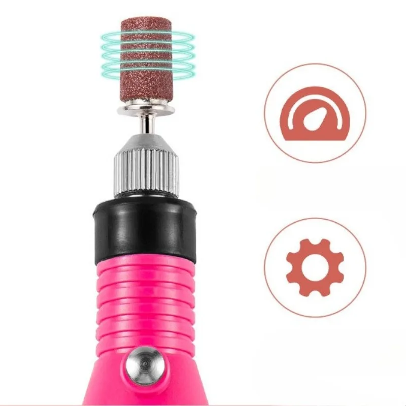Trapano elettrico per unghie Penna per manicure portatile Batteria ricaricabile 5 impostazioni di velocità Lucidatore per unghie