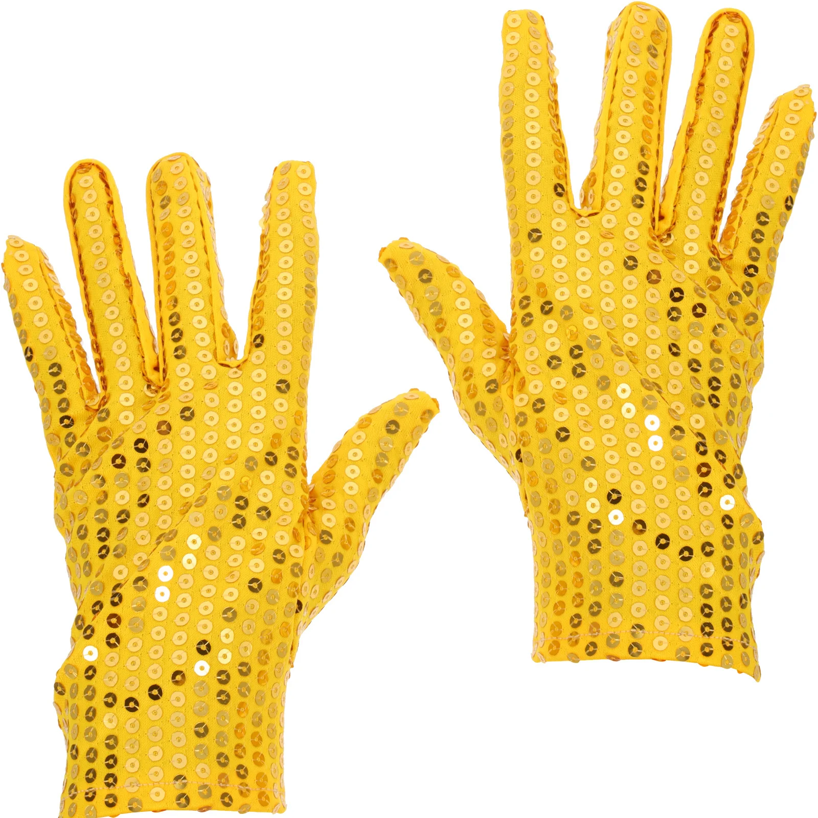 

Women Men 1 Pair Bling Bling Sequin Gloves Short Costume Wrist Length For Dance Stage Wedding Halloween Party Gold Fashionable