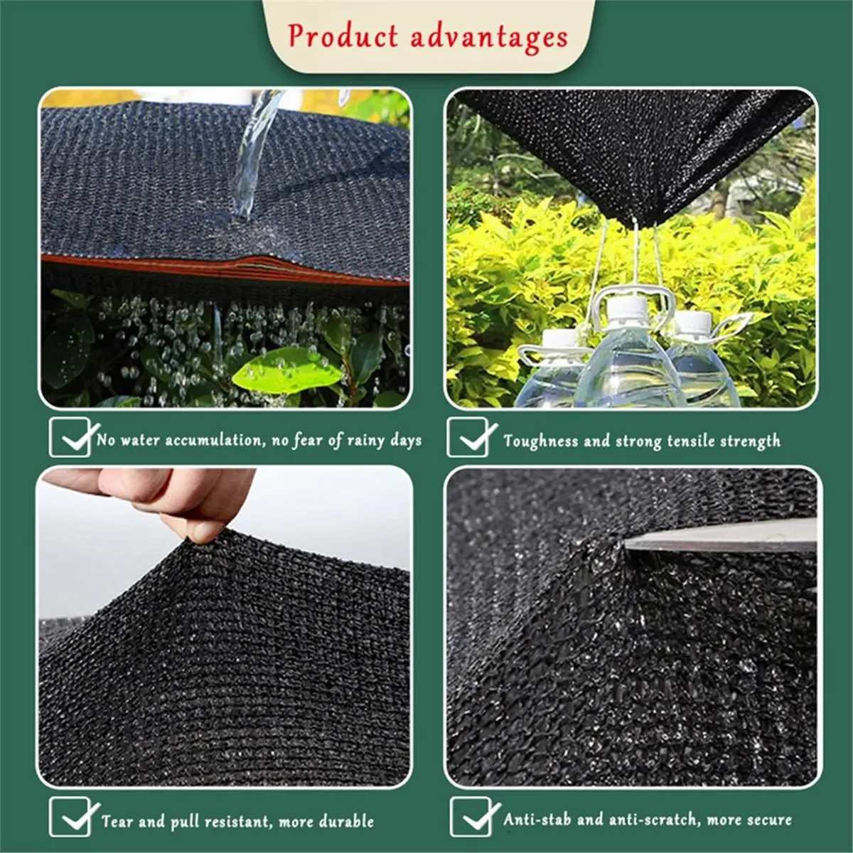 L70A UV Protection Outdoor Garden Shading Net Greenhouse Shading Plant Shed Cover Courtyard Pergola Sun Canopy Awning 2Mx3M