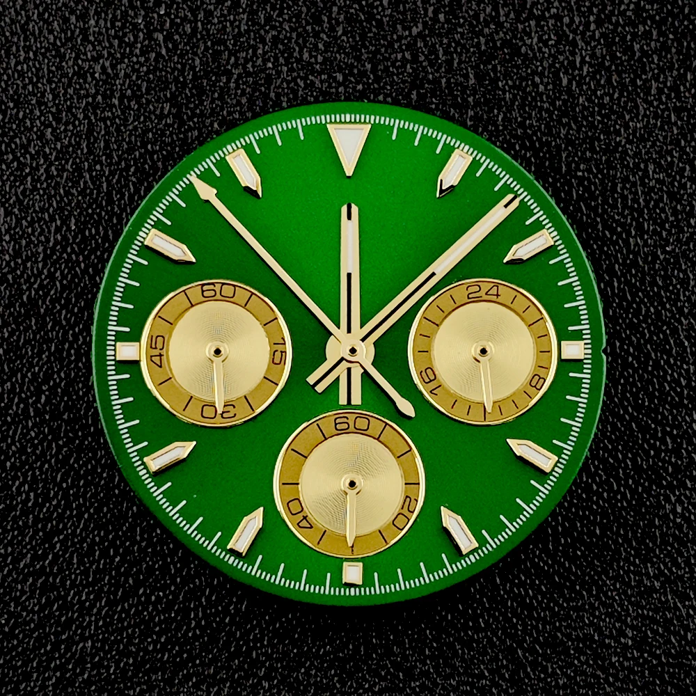 VK63 dial timing dial custom logo 29mm panda dial green glowing suitable for VK63 quartz movement watch accessories