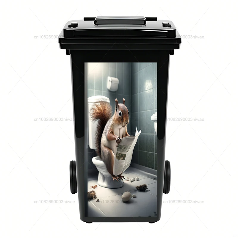 Animals reading newspapers, outdoor trash can stickers, decorative murals, PVC waterproof and oil proof stickers