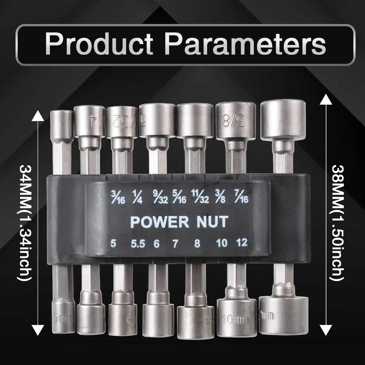 Magnetic Socket Set 1/4 Hex Shank Power Nut Driver Set Metric SAE 5-12mm Hex Socket for Impact Driver Drill Hand Tools Herramien