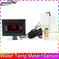 Digital LED Water Temperature Gauge Meter for Car 0-120 Celsius Degree +1/8NPT Water Temp Sensor 10mm with Alarm 12V 24V