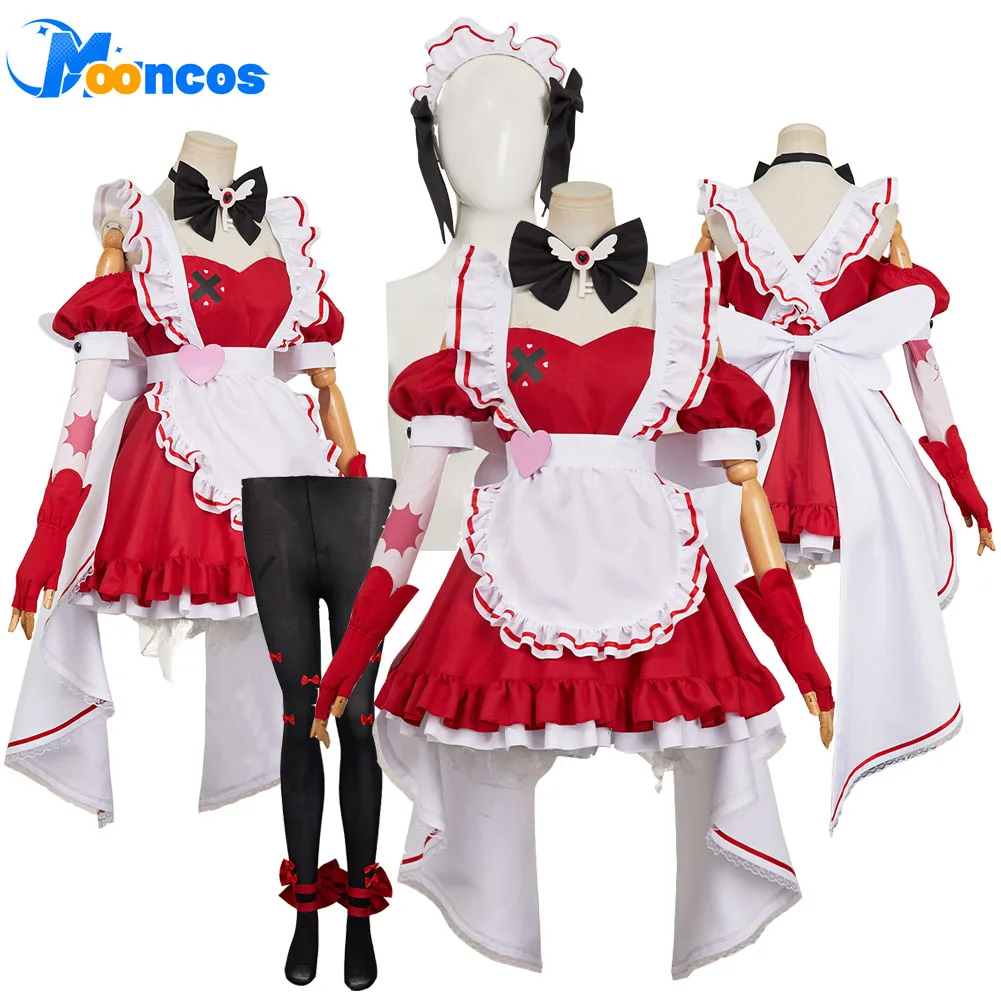 

Disguise Cherri Bombs Cosplay Costume Red Maid Dress Headwear Anime Hazbin Motel for Women Fantasy Halloween Carnival Party Suit