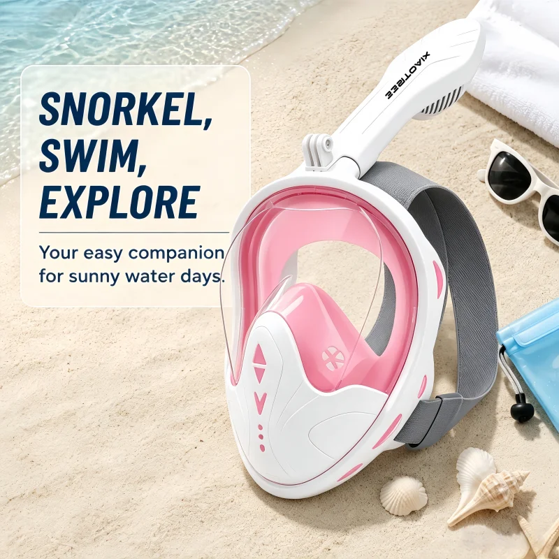 Full face snorkel mask fog anti leak diving gear panoramic wide view swimming mask tube adult teen seaside pool water sports