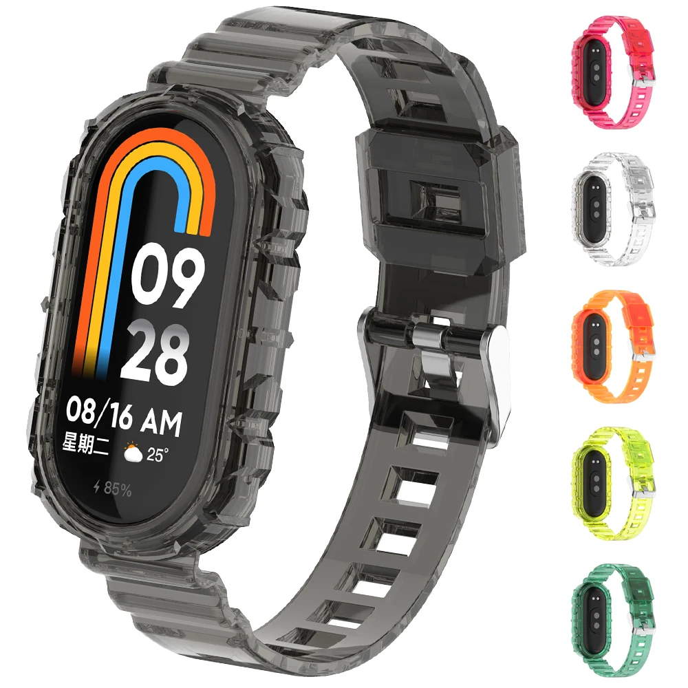 

Transparent Silicone Strap for Xiaomi Mi Band 8 Glacier Style Sport Wristband Bracelet Correa for MiBand 8 NFC Diy Accessories