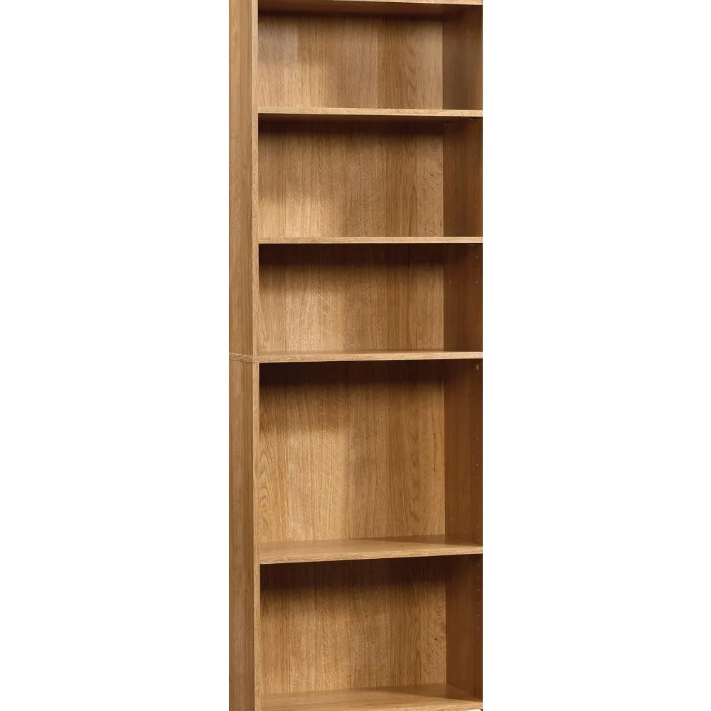 خزانة كتب قابلة للتعديل بـ 5 أرفف، رف كتب حديث مع لوحة خلفية مغلقة، لمسة نهائية من خشب البلوط المرتفع لتخزين المكاتب المنزلية #6