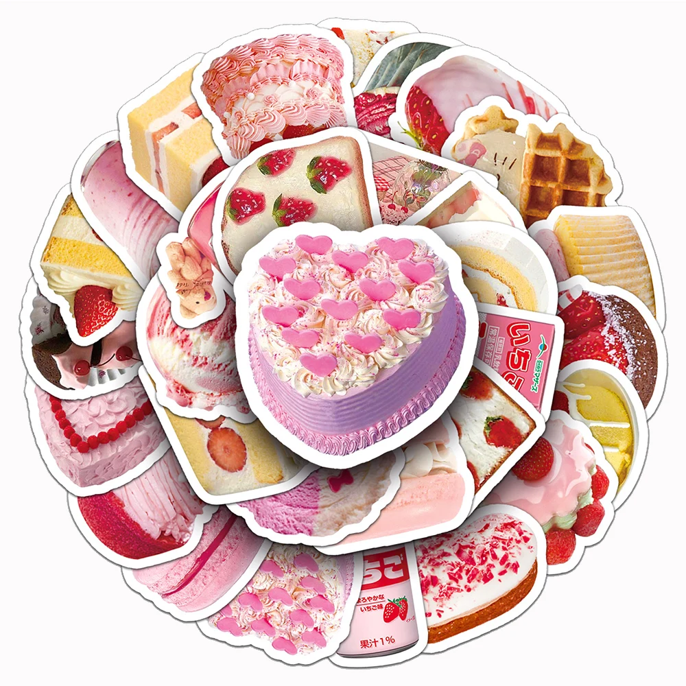 10/30/50pcs Cute Cartoon Dessert Stickers Ins Style Pink Graffiti Decal Water Bottle Fridge Luggage Diary Cake Sticker for Girls