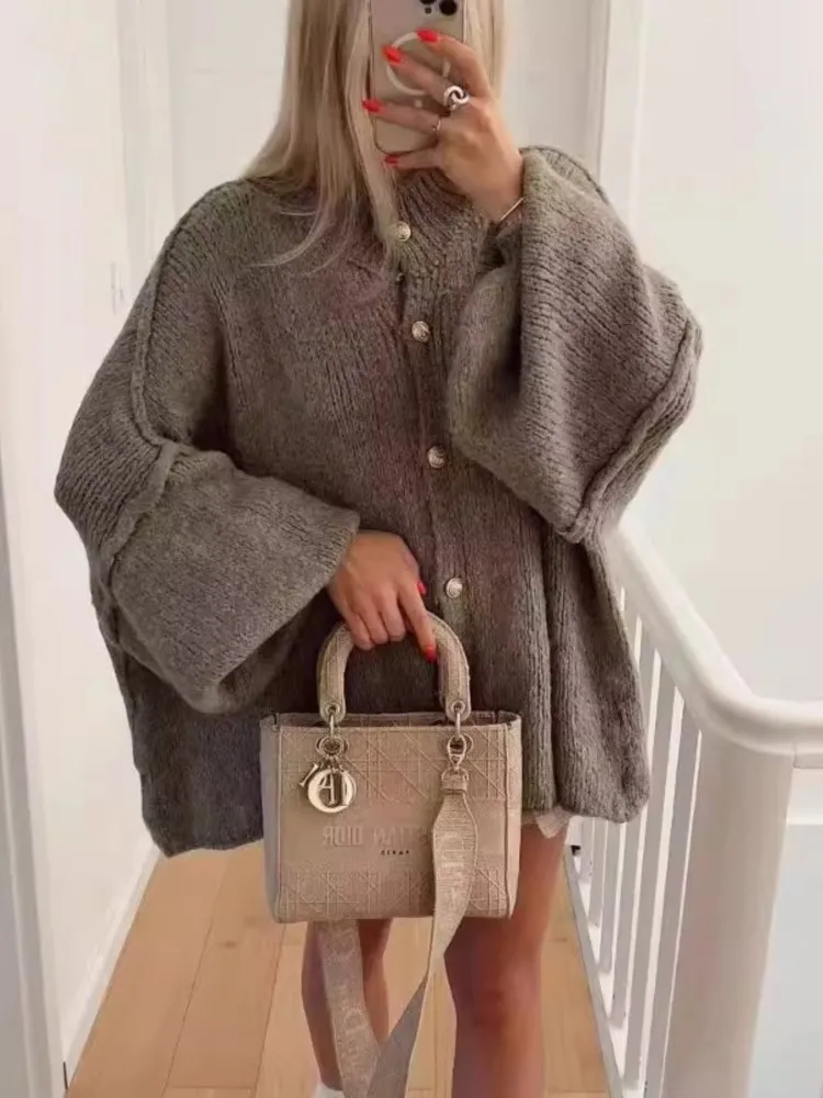 

Winter Casual Cardigan Women Sweater Loose Single Breasted O-neck Fashion Sweaters Autumn Office Female Fashion Sweater Coat