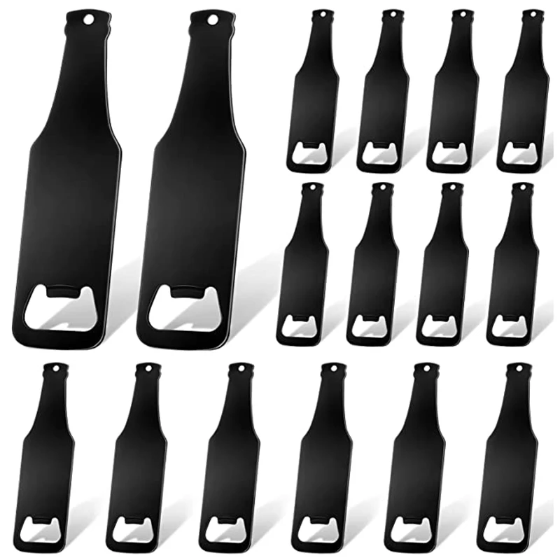 

16/32Pcs Stainless Steel Flat Bottle Opener, Beer Bottle Openers for Kitchen, Bar or Restaurant, Black