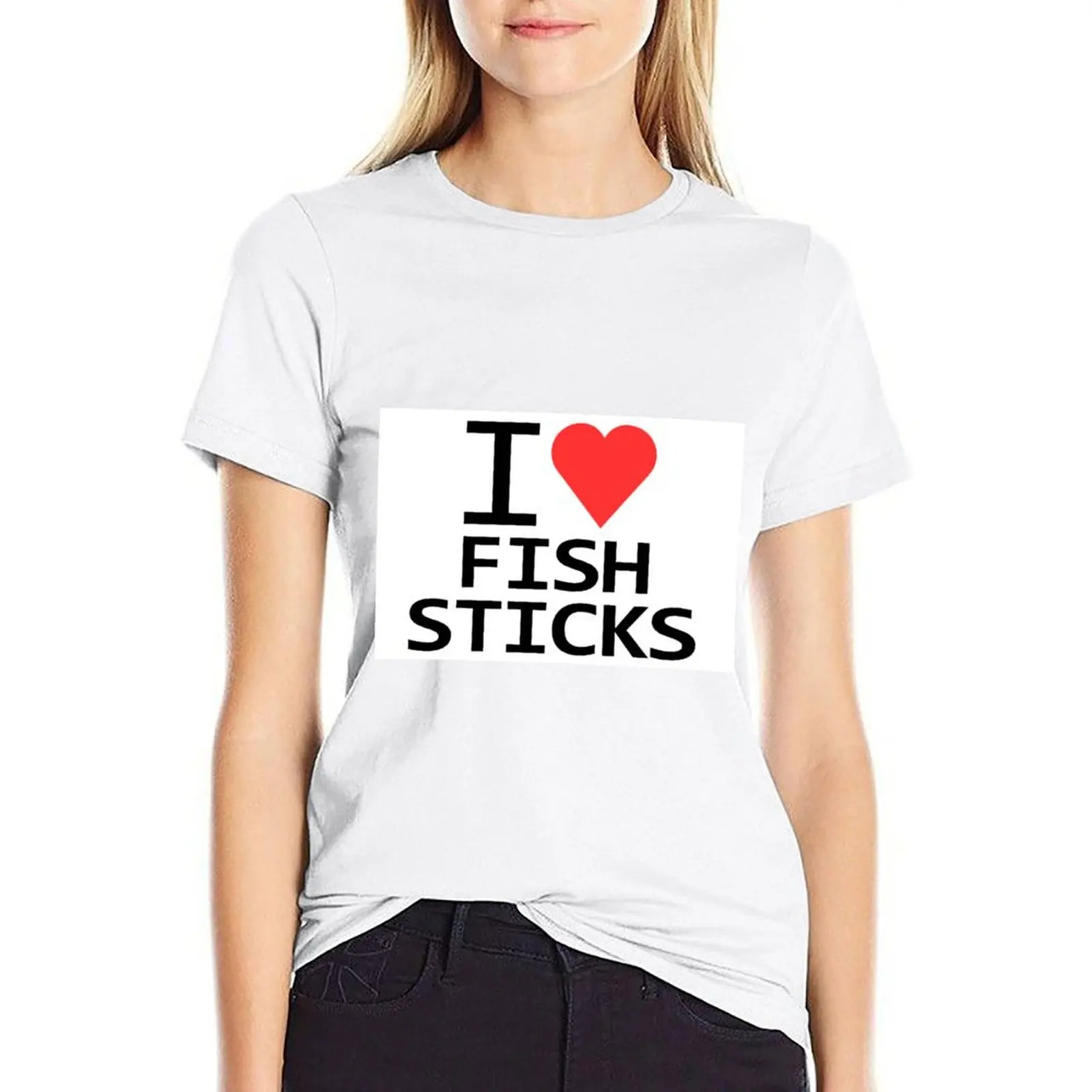 I Love Fish Sticks T-shirt cute tops lady clothes oversized workout shirts for Women loose fit