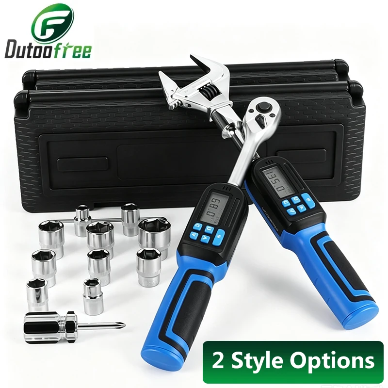 Accurate to ±2% Digital Torque Wrench 6.8-135N.m Electronic Preset Torque Ratchet Wrench With Buzzer LED Flash Notification