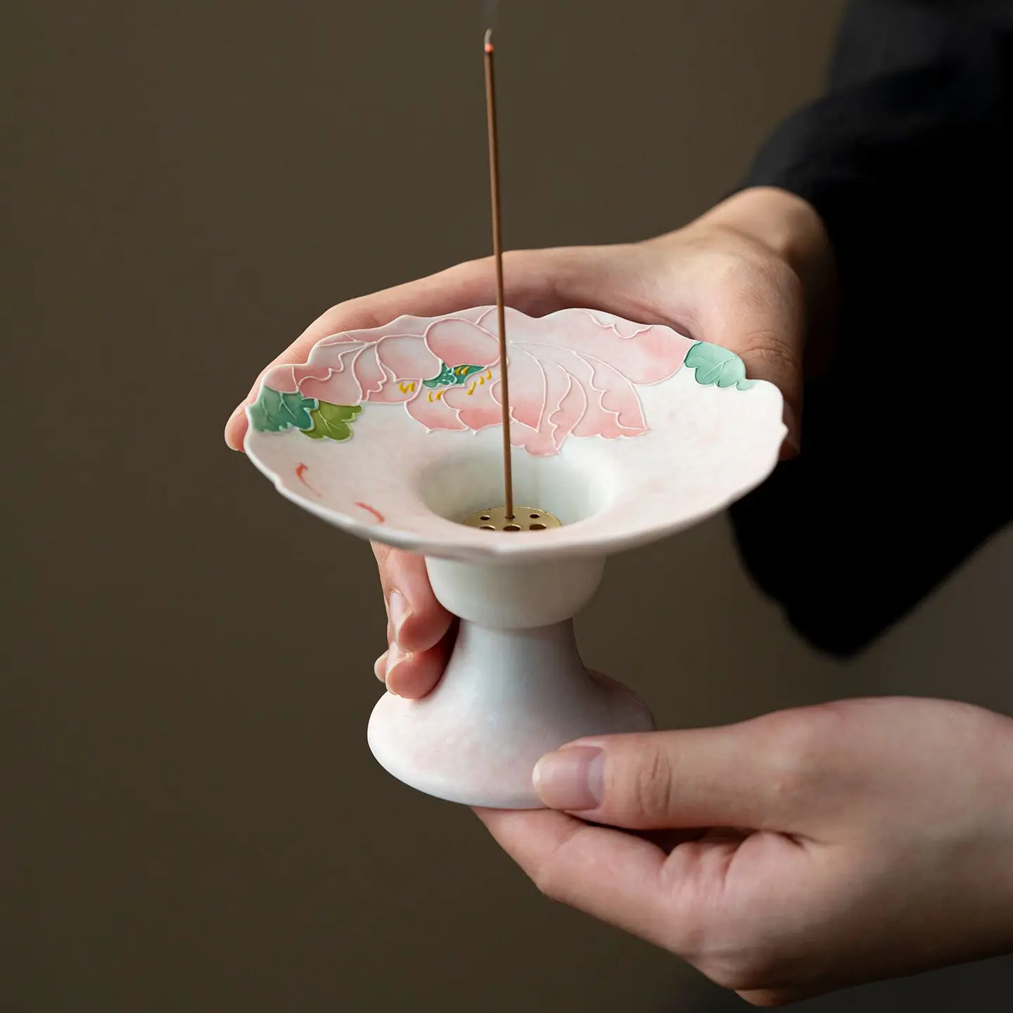 Handmade Fish Lotus Ceramic Candle Holder Incense Burner Flared Rim Home Decor Gift Box Tea Table Accessory