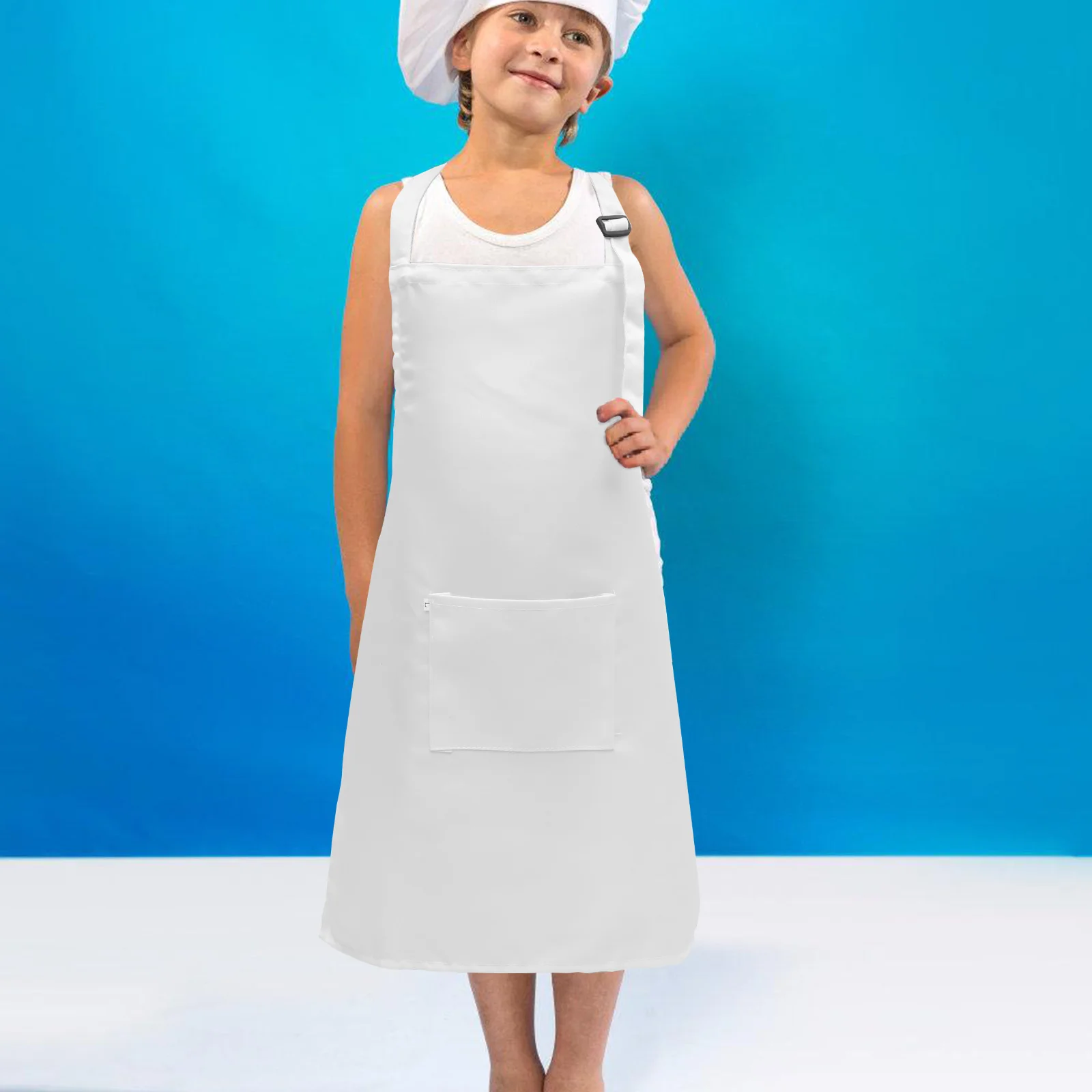 

6pcs Kids Adjustable Apron White L Size 8 12 Years Painting Smock Polyester Multi function Toddler Clothes