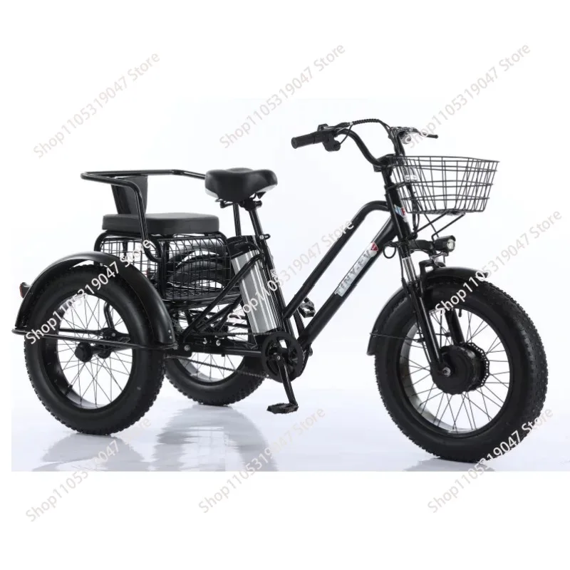 

20 inch fat tire pedal assist electric tricycle coarse tire snow lithium battery three-wheeled self-propelled battery car