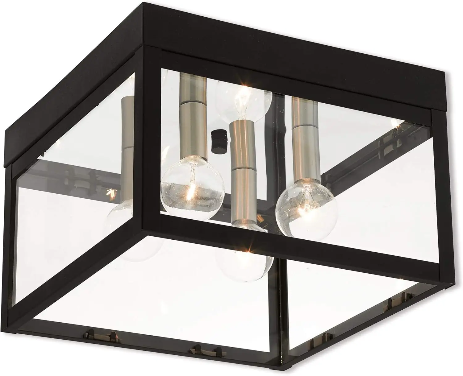 Lighting 20589-04 Transitional Four Light Outdoor Ceiling Mount From Nyack Collection In Black Finish, 10.50 Inches