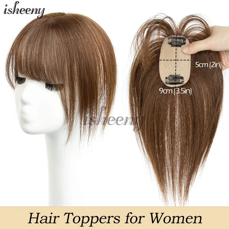 Real Human Hair Topper 5x9cm Base Net Straight Straight Hairpiece Seamless Blending to Hide Bald Spots or White Hair for Women