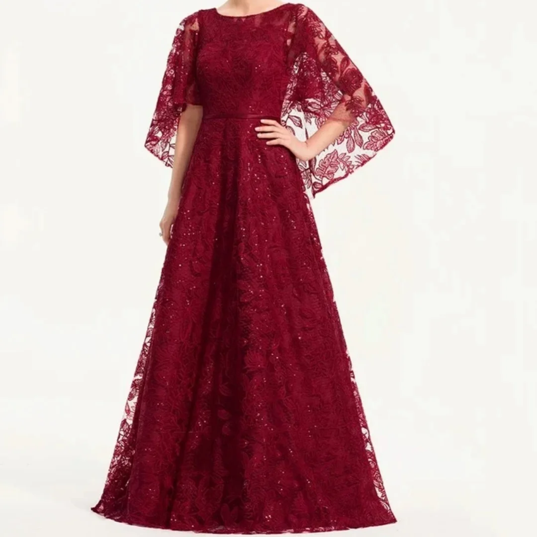 

Simple A-Line Wedding Guest Gowns Scoop Elegant Dress Women For Wedding Party 3/4 Sleeve Mother of the Bride Dresses 2025