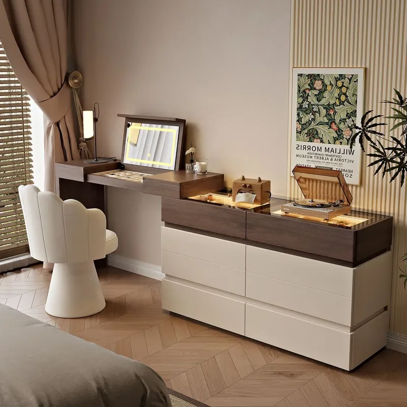 Solid Wood Dresser ENF Italian Style Bedside Storage Chest Integrated Bedroom Simple Flip Dresser