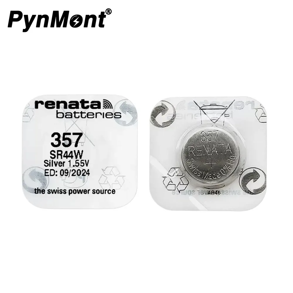 2PCS Renata 357 SR44W 303 AG13 LR44W LR44 1.55V Silver Oxide Button Battery For Watch Headphone Calculator Swiss Made