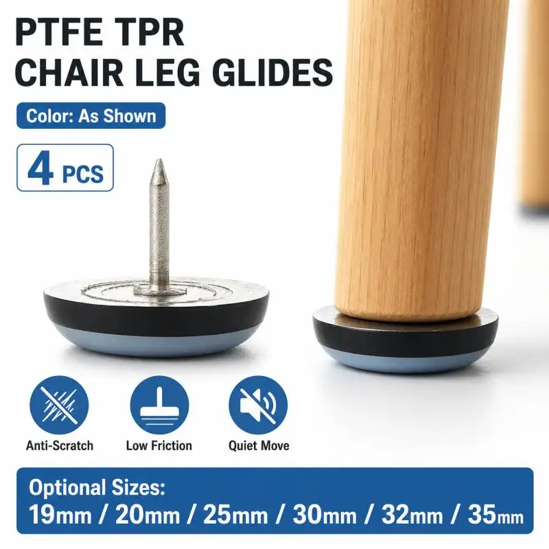 19/22/25/30/32/35mm Heavy Duty Furniture Moving Gliders with Nail Feet, Slider Pads Floor Protector for Table Sofa Recliner