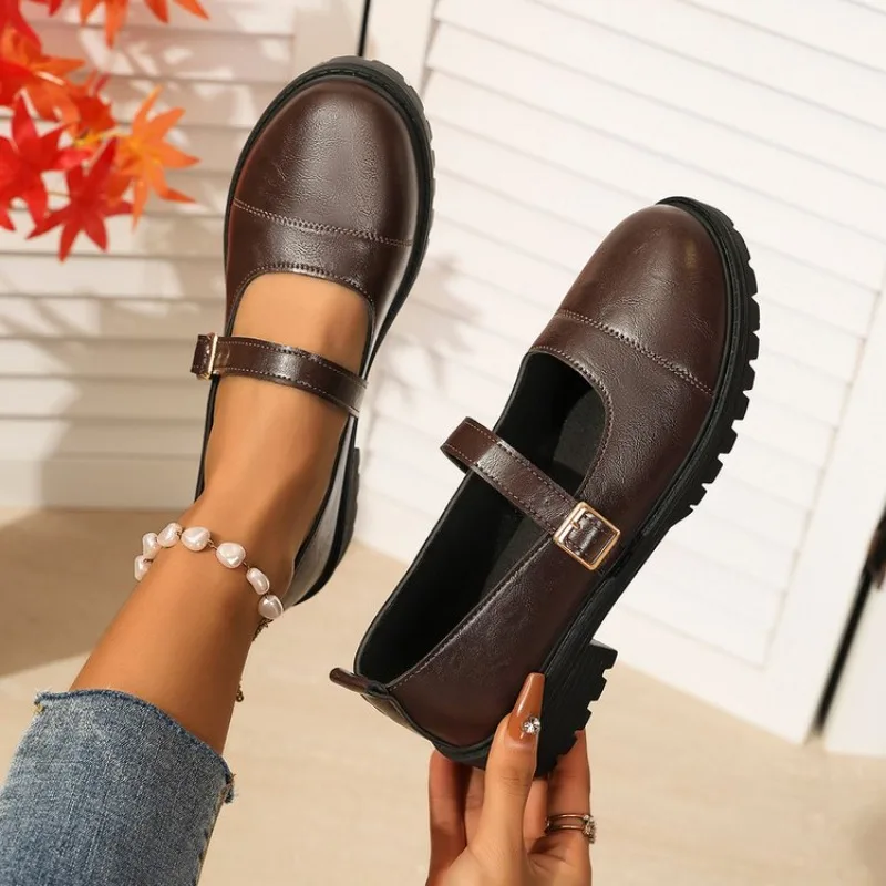 

Black Ankle Buckle Platform Pumps Women Japanese Style Patent Leather Mary Jane Shoes Woman Punk Thick Heels Lolita Shoes Mujer