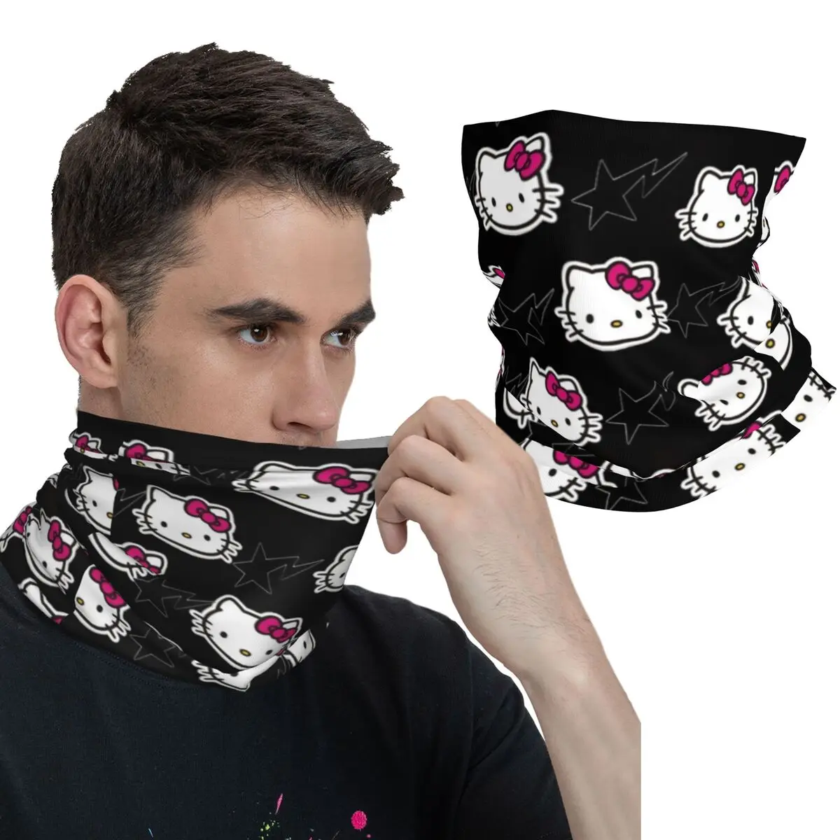 Olá Kitty Máscaras Impresso, Máscara de ciclismo, Corrida e Viagem Proteção Balaclava, Bandana na moda, Neck Warmer Máscaras