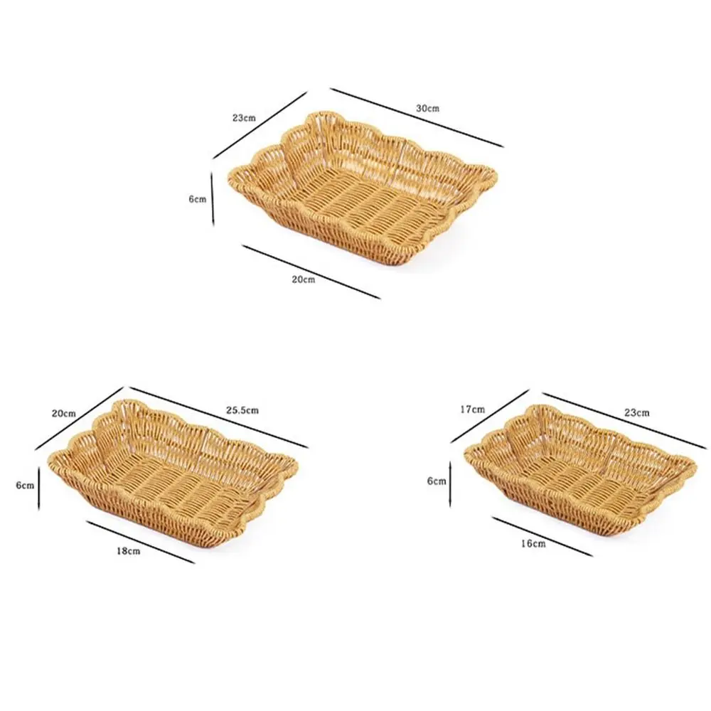 Multistyles Imitation Rattan Fruit Plate Retro Woven Handheld Creative House Candy Packaging Storage Rattan Woven Tea Tray