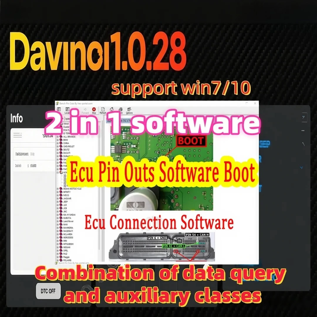 

2025 HOT version ECU Pinouts collection Dimsport Kess V2 KTag davincis 1.0.28 Software Support Work on KESS/KTAG 3 sold