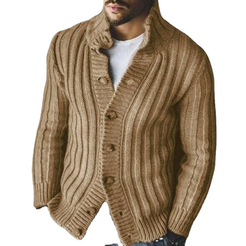 

Men's Casual Long Sve Sweater Jaet Lapel Single Breasted Knitted Wear for Autumn Youth Vitali Sle Loose Fit Open Car...