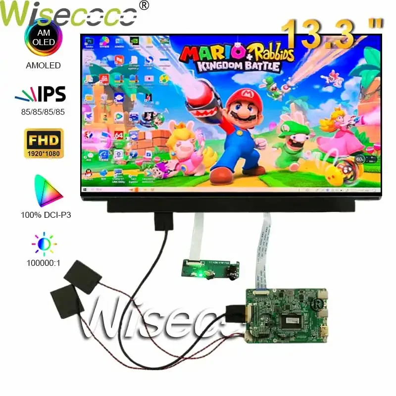 

FHD OLED Display 13.3 Inch 1920*1080 IPS Screen AMOLED Panel Full-Featured Type-c USB C Driver Board Wisecoco