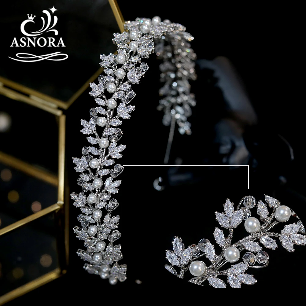 

2024 New Crystal Pearl Hairbands Fashion Bridal Tiara Crowns Wedding Hair Accessories CZ Headwear Bridesmaid Headband Jewelry