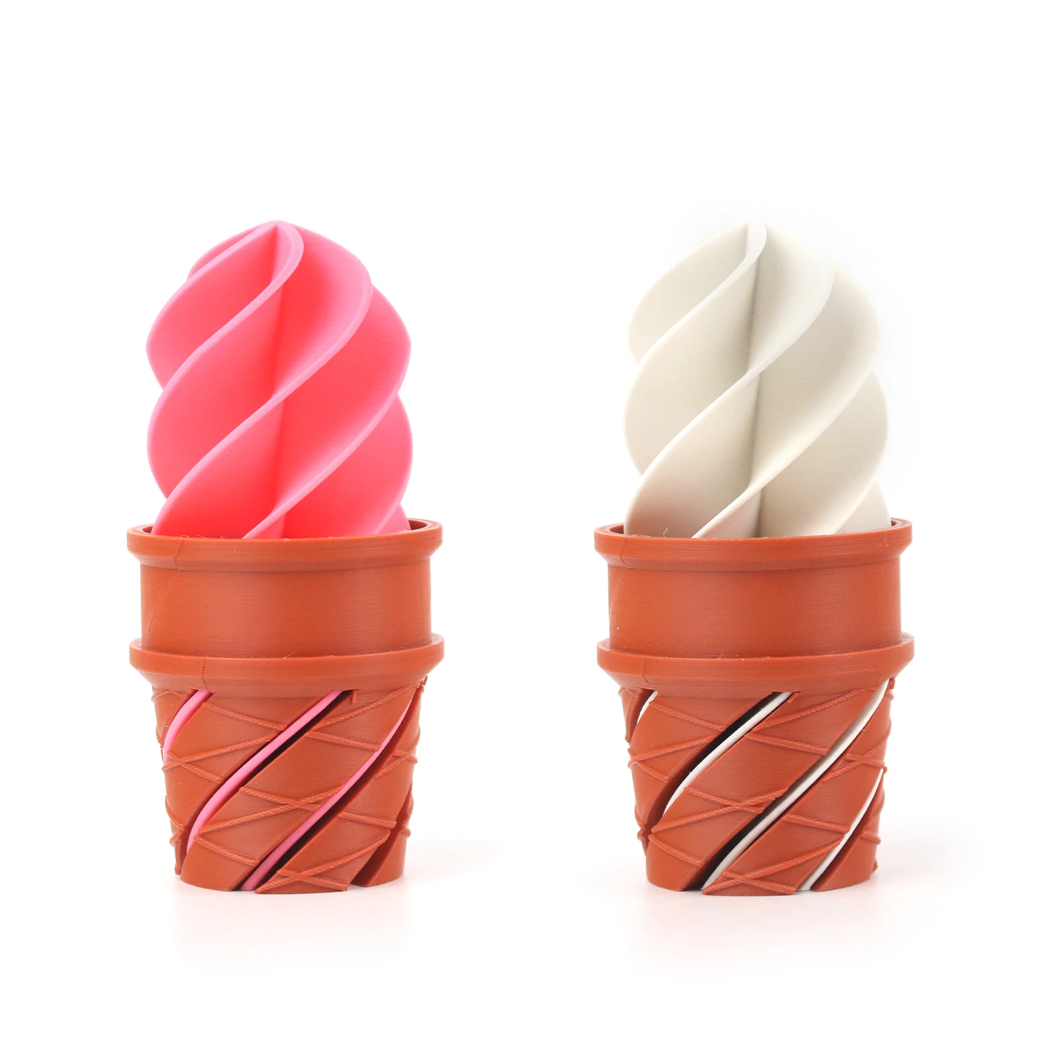 

3D printed spiral ice cream cone, simulation model ornament, entertainment toy, 3D printing technology