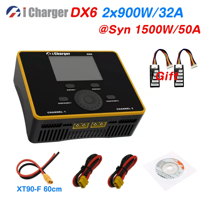 iCharger DX6 DC 900W 32A Dual Channel High Power Balance Charger Discharger for LiPo Lilo LiFe LiVH LTO NiZn NiMH NiCd Pb Batter