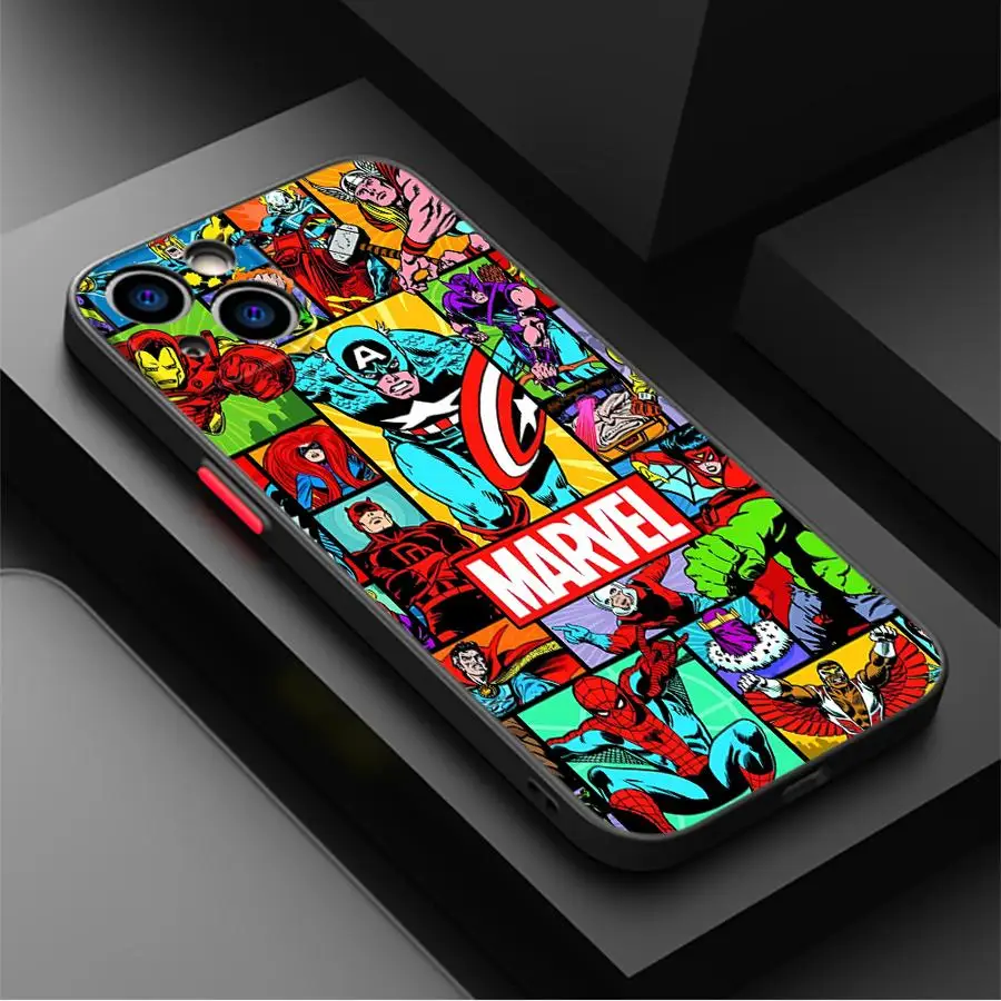 حافظة لهاتف آيفون 16 15 Plus 11 12 13 14 Pro Max 12 Mini 7 8 XR XS 15Pro 16e Funda غطاء هاتف Marvel Cartoon Comics #4