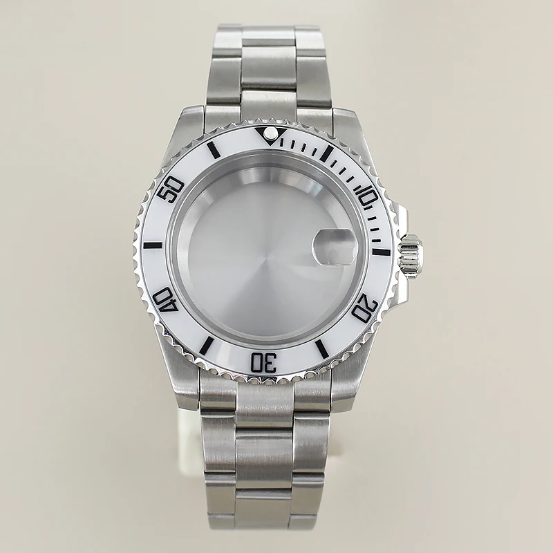 

40mm Replace Watch SUB Case Strap Sapphire Crystal For Seiko NH35 NH36 NH34/38 8215 2824 Movement 20mm Brushed Oyster Strap gmt