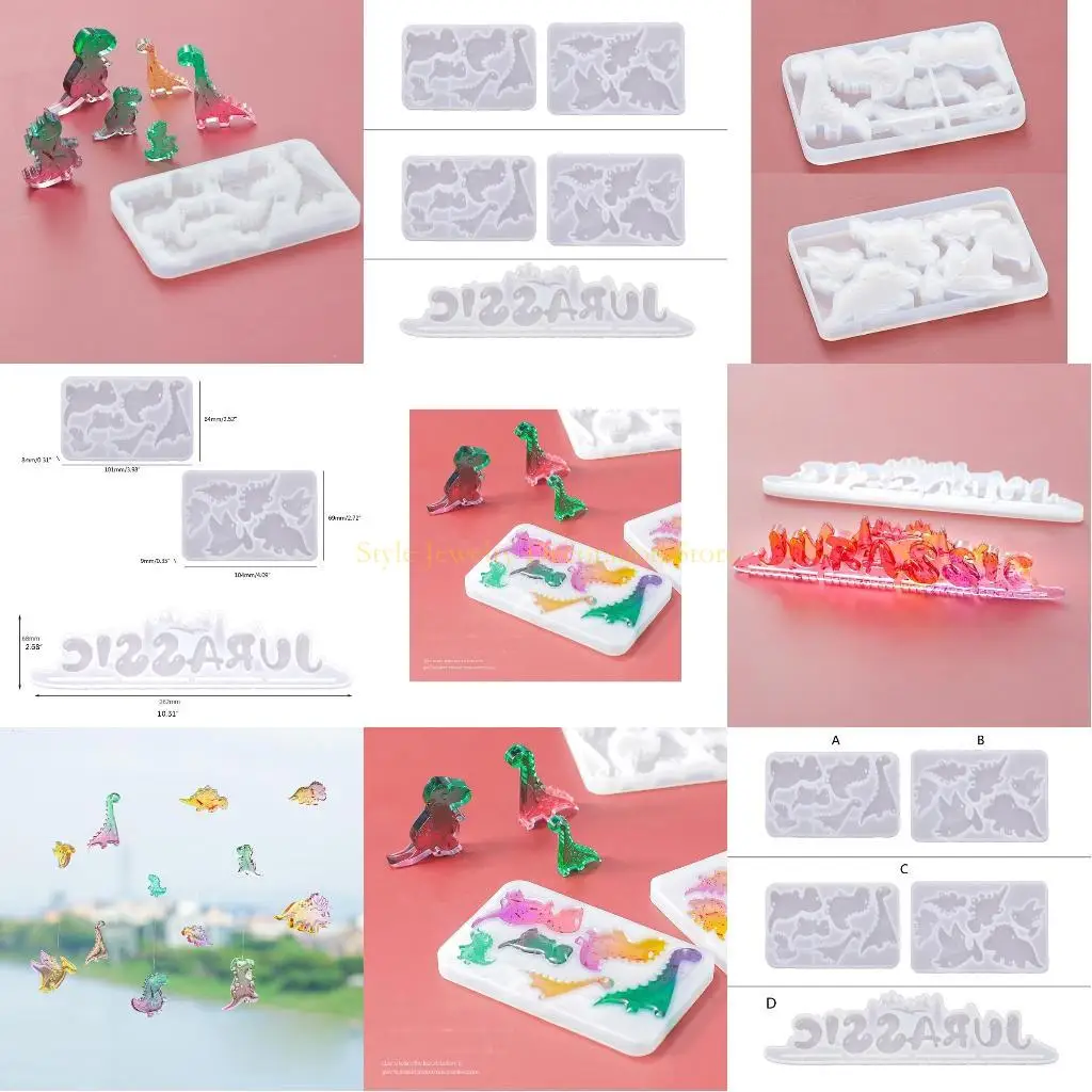 

D46E Dinosaur Wind Chimes Epoxy Resin Mold Hanging Pendant Ornaments Silicone Mould DIY Crafts Home Decorations Casting Tools