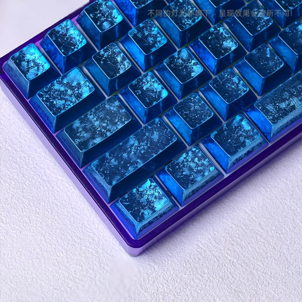 Frost Keycap PBT 61 Key Side Engraved Translucent Keychain Compatible with 60% Layout Mechanical Keyboard Wooting