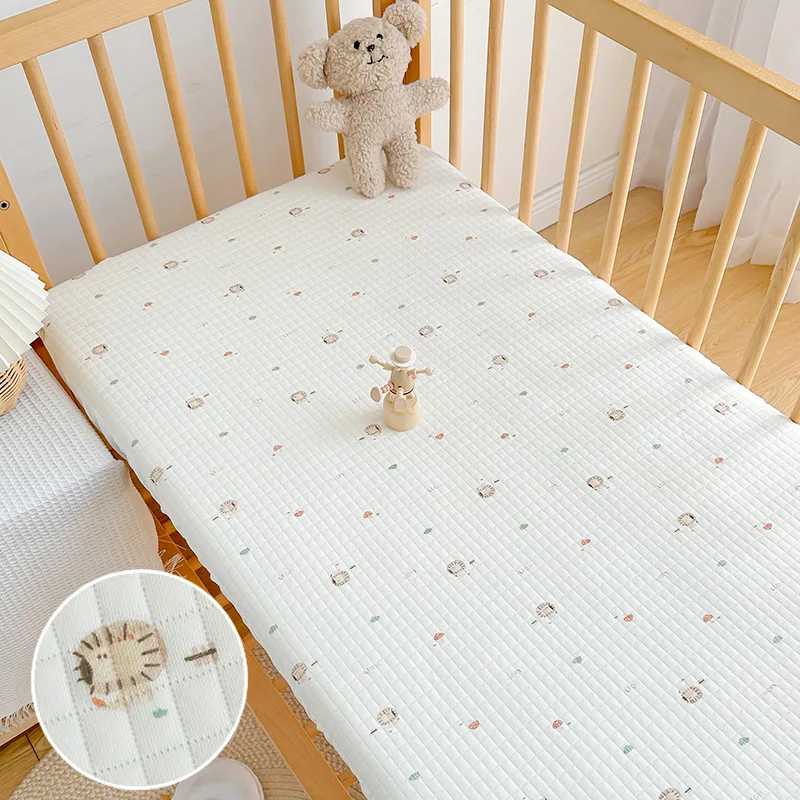 Newborn Cotton Bed Cover Soft Skin-friendly Breathable Baby Sleep Warm Sheets Non-slip Elastic Bed Mat Protector Baby Bedding