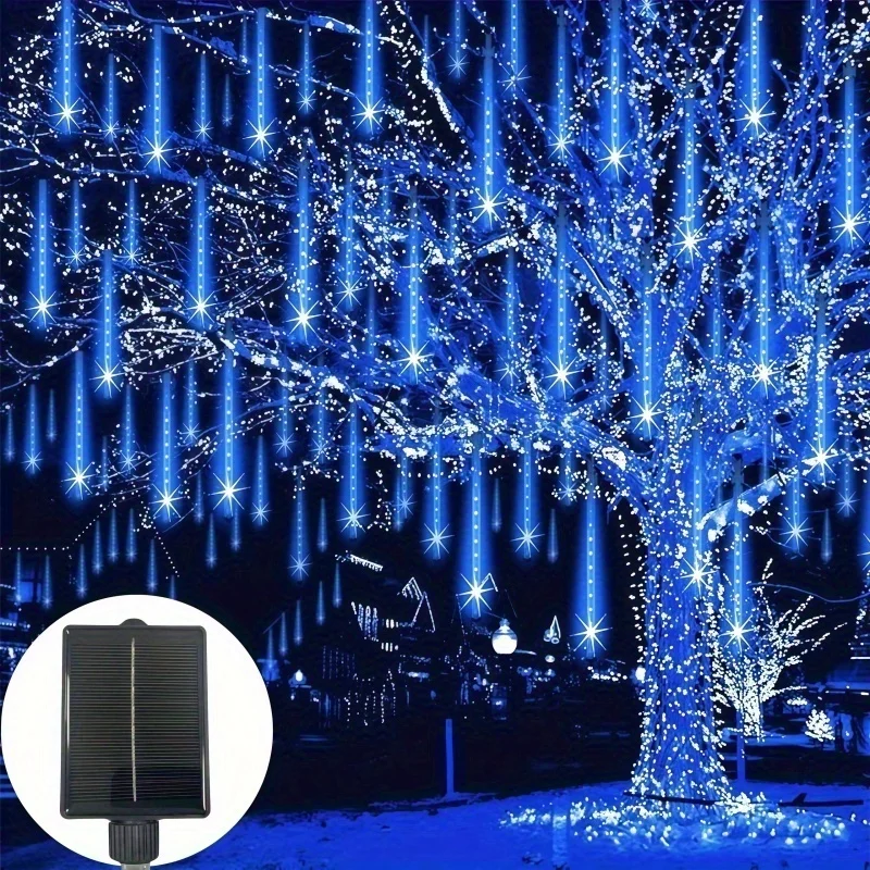 Solar-powered shooting star shower lamp 192/288 LED waterfall water droplet icicle lamp, 8 modes, IP54 protection level