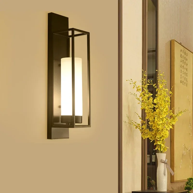 Bedlight Modern Iron Arts Retro Club Hotel Lighting New Chinese Glass Cover Corridor Lights