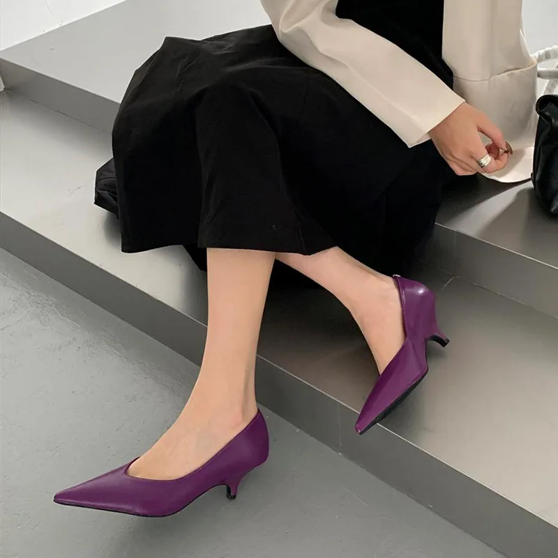 2026 Spring New Brand Women Pumps Shoes Fashion Pointed Toe Shallow Slip On Single Shoes Thin Low Heel Boat Shoes New Woman