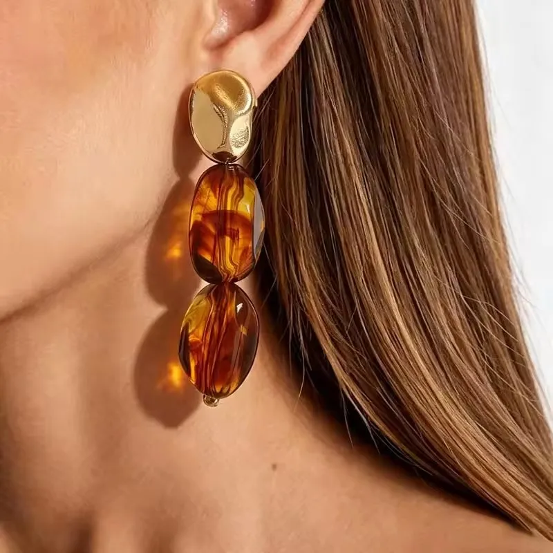 Bohemian Irregular Pendant Earrings For Women For Women Brown Resin Dangle Earrings Temperament Banquet Jewelry Gifts