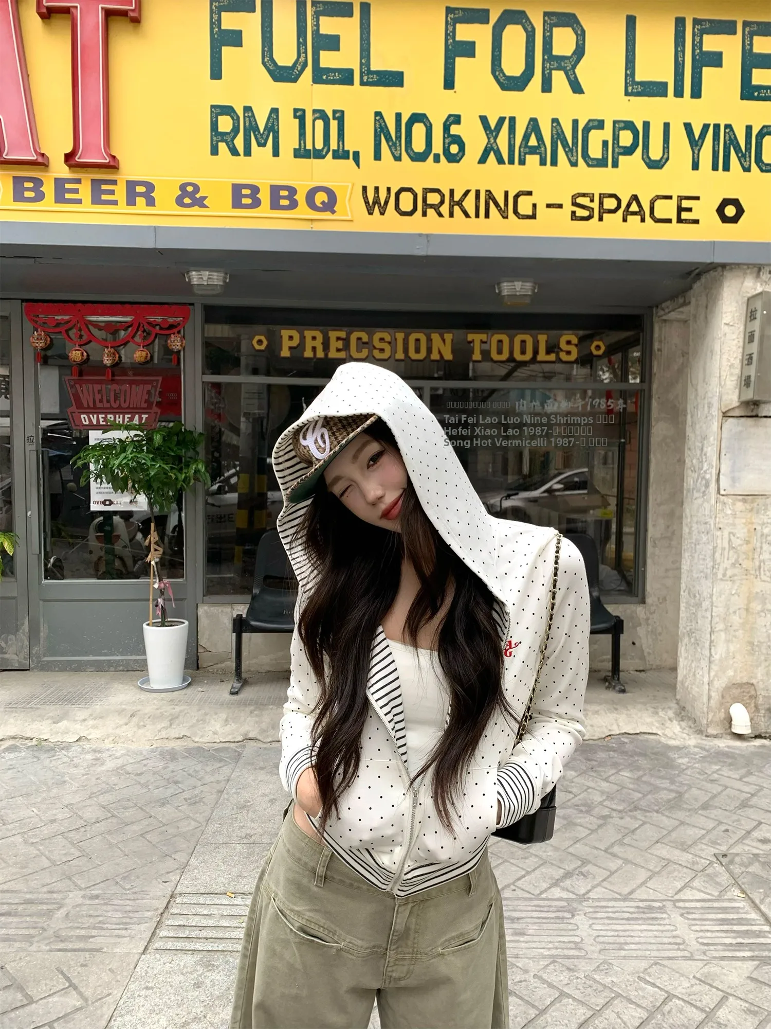 

Original Design Retro Polka Dot ort Sweatirt Jaet Women's Outerwear Autumn Winter New Sle One Head a Gua