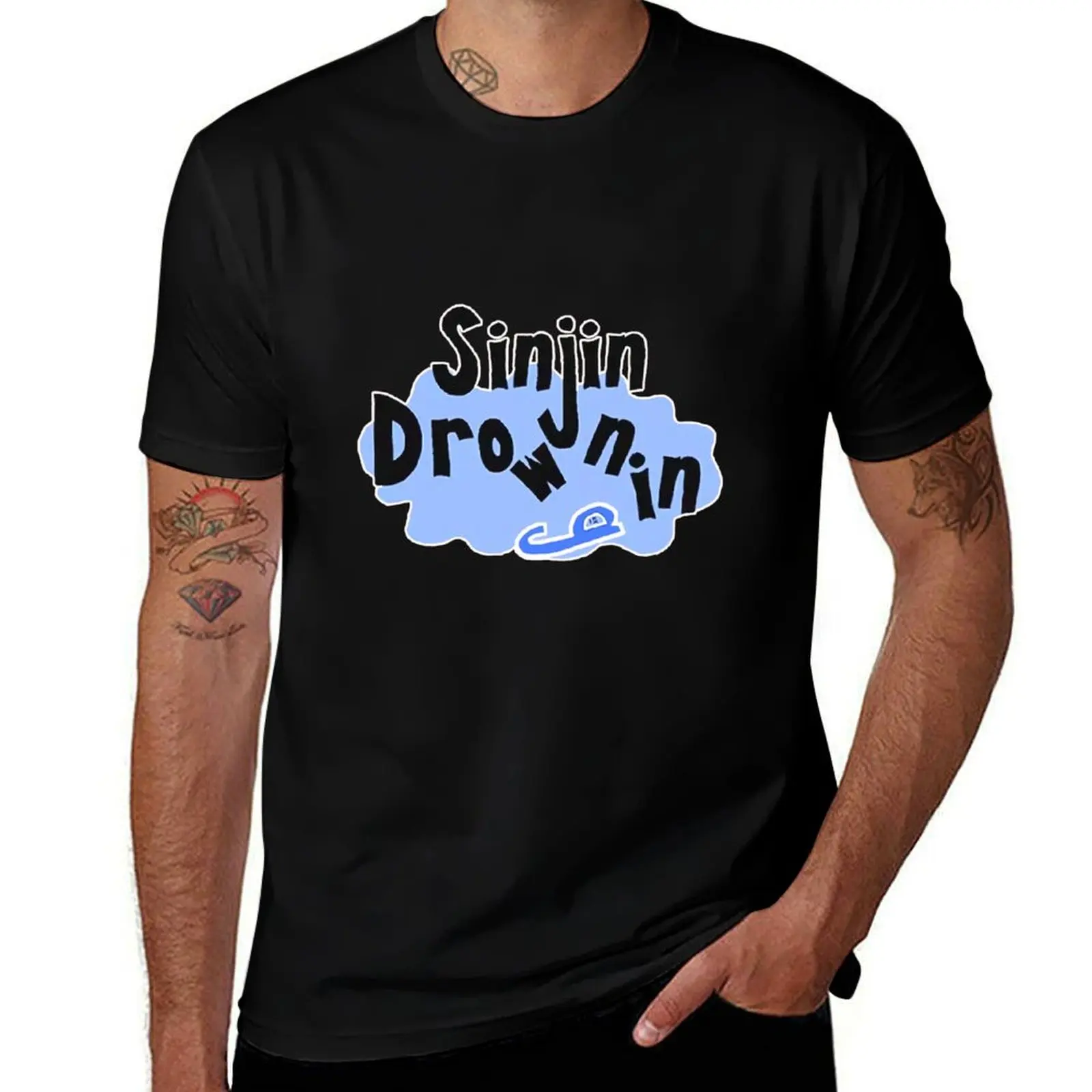 

Vintage Sinjin Drowning m-erch T-Shirt Relaxed Fit Casual Short Sleeve Top