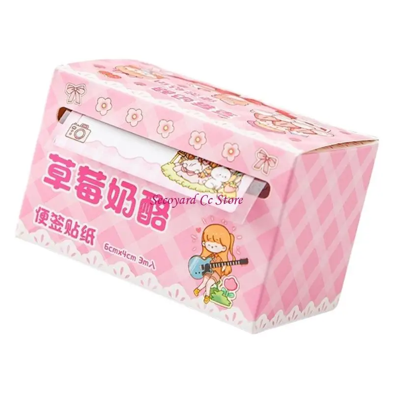 N3UC 70 Sheets Cartoon Adhesive Notes Paper Pull Out Notes Paper Pad Reminder on Book Notebook Calender Fridges Computer